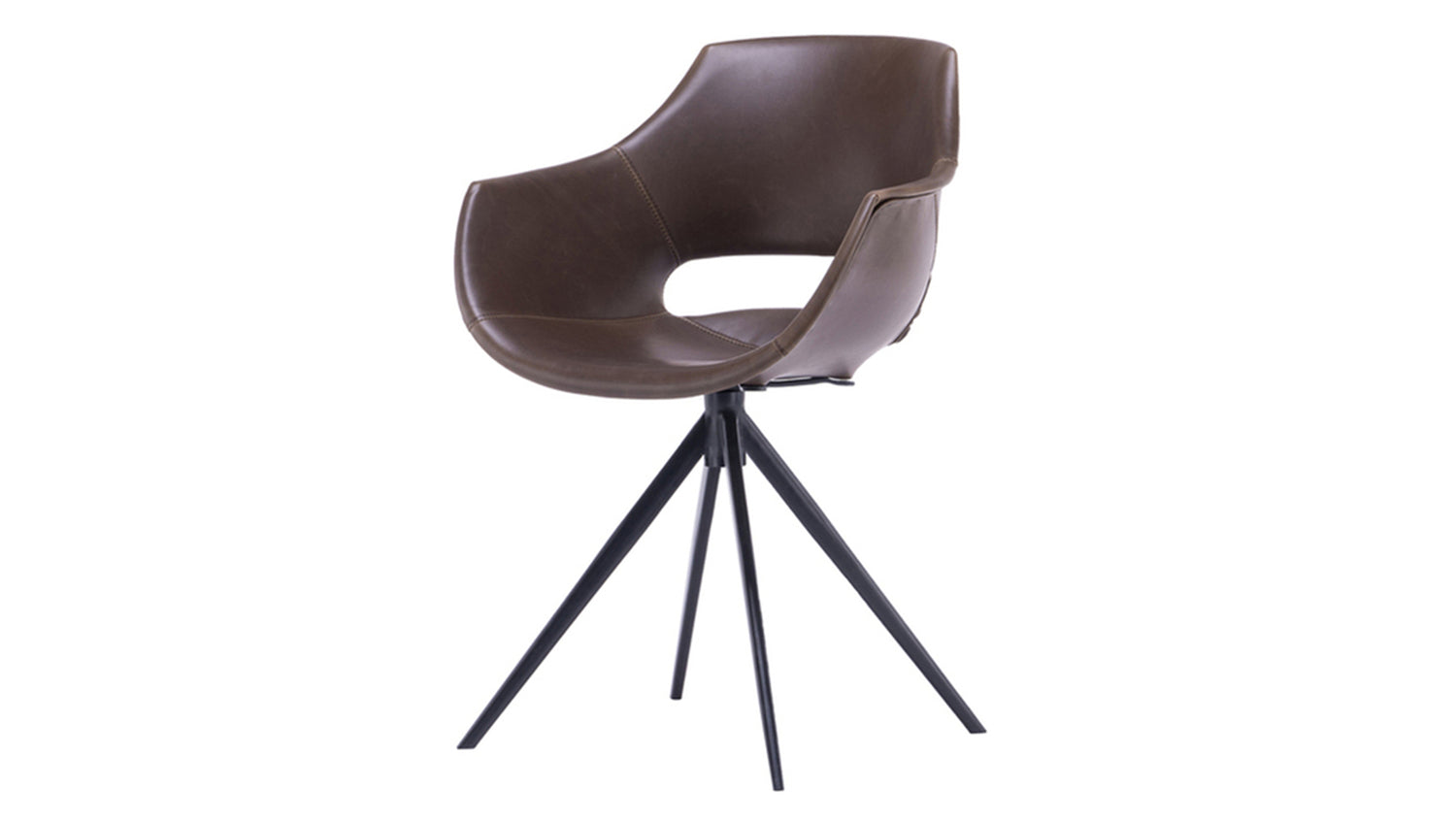 B-Ware KAWOLA Stuhl ZAJA Esszimmerstuhl Kunstleder drehbar Vintage dunkelbraun