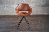 B-Ware KAWOLA Stuhl ZAJA Esszimmerstuhl Kunstleder drehbar Vintage cognac