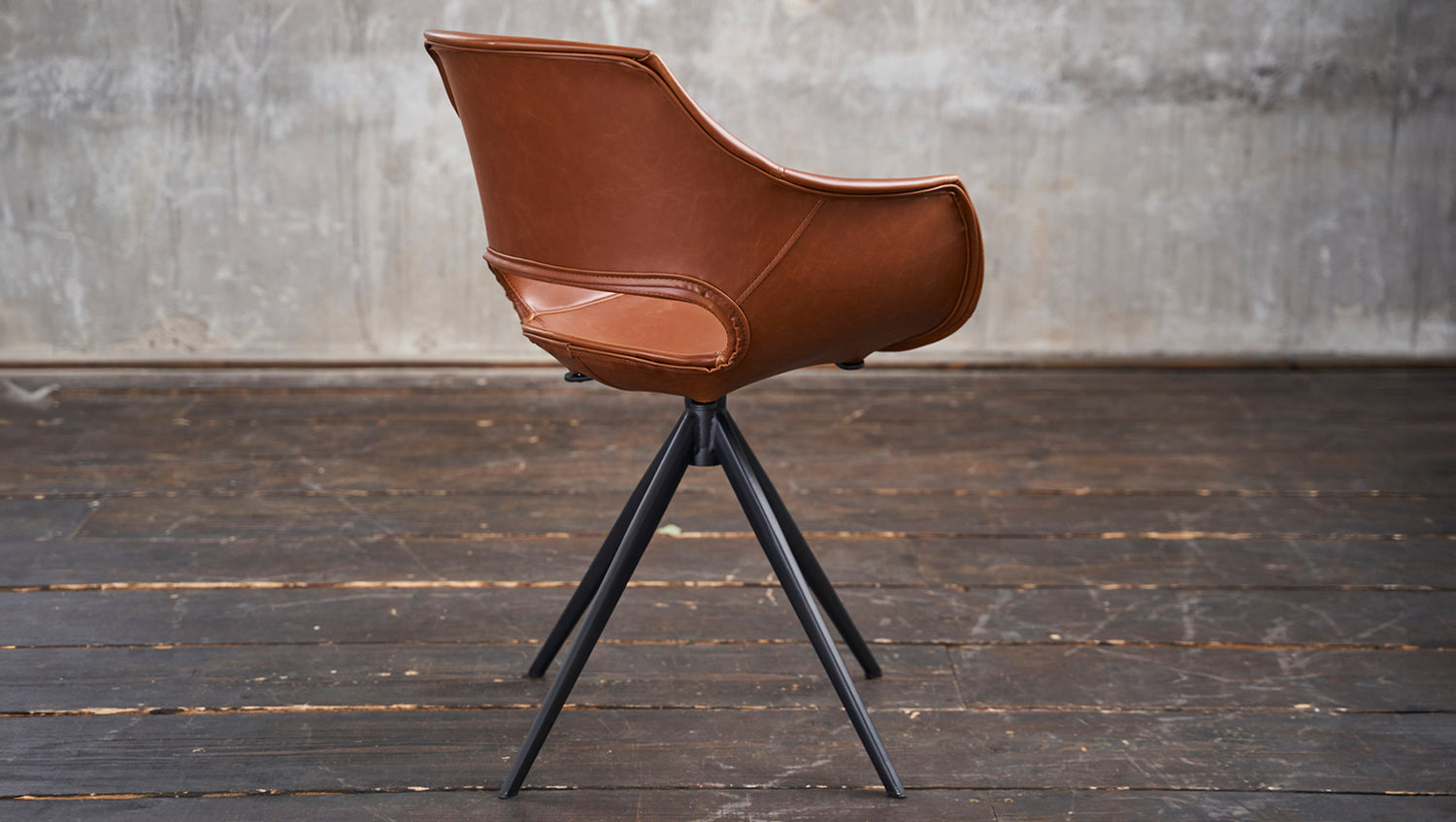 B-Ware KAWOLA Stuhl ZAJA Esszimmerstuhl Kunstleder drehbar Vintage cognac