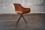 B-Ware KAWOLA Stuhl ZAJA Esszimmerstuhl Kunstleder drehbar Vintage cognac