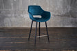 B-Ware KAWOLA Thekenhocker ZAJA Barstuhl Sitzhöhe 65 cm Velvet petrol