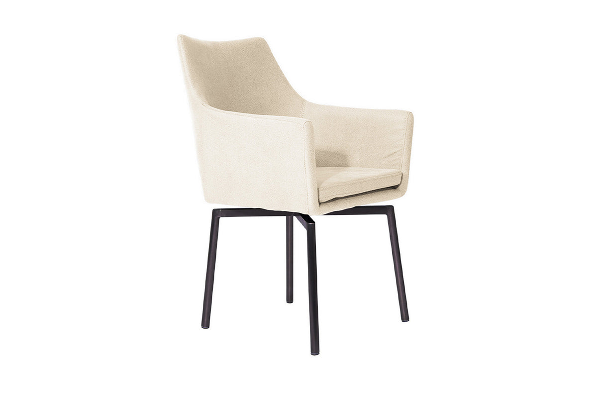 KAWOLA B-Ware Stuhl Cali Sessel Microfaser Esszimmerstuhl creme Füße matt-schwarz