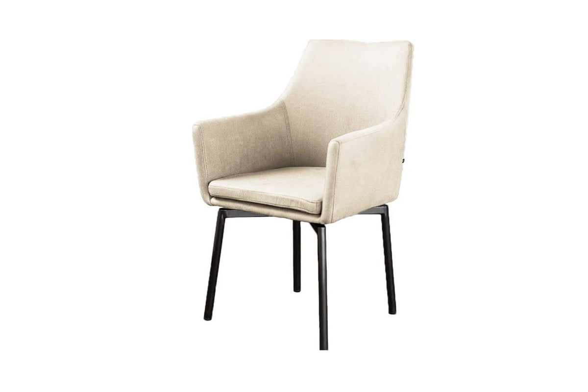KAWOLA B-Ware Stuhl Cali Sessel Microfaser Esszimmerstuhl creme Füße matt-schwarz