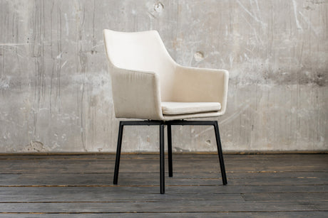 KAWOLA B-Ware Stuhl Cali Sessel Stoff Esszimmerstuhl creme Füße matt-schwarz