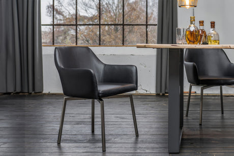 KAWOLA B-Ware Stuhl Loui Sessel Kunstleder schwarz Füße Edelstahl