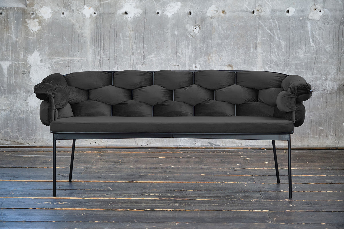 KAWOLA Bank MONTY Sitzbank 180cm Velvet schwarz