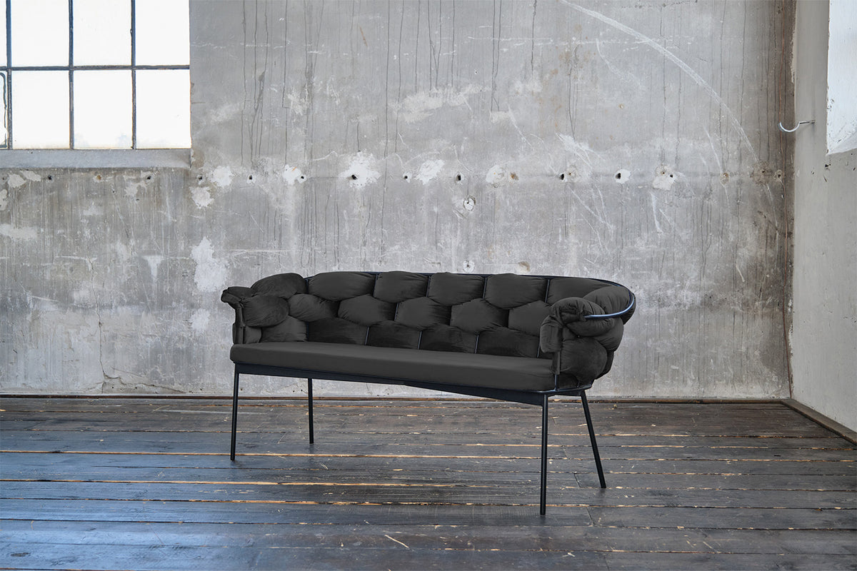 KAWOLA Bank MONTY Sitzbank 180cm Velvet schwarz