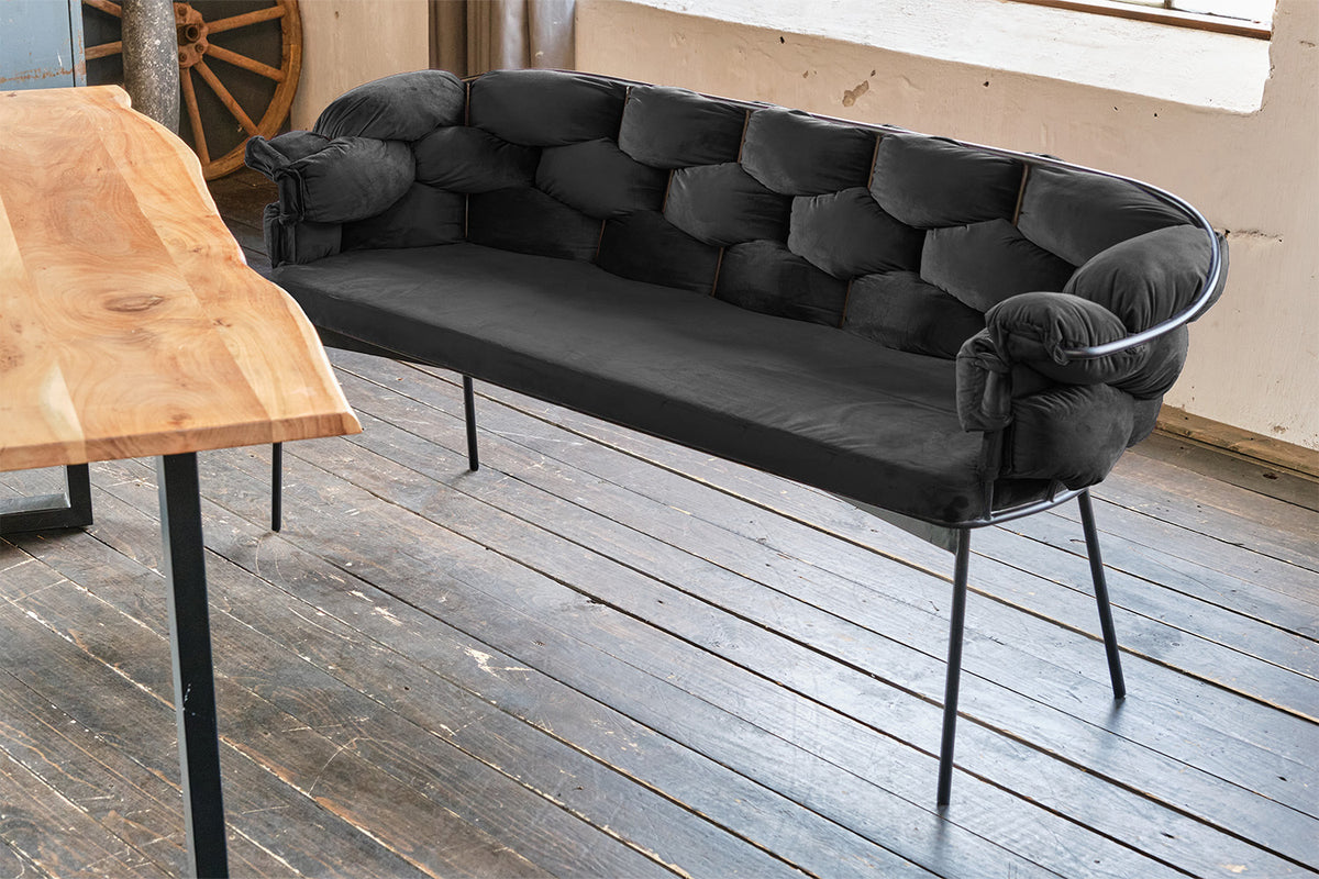 KAWOLA Bank MONTY Sitzbank 180cm Velvet schwarz