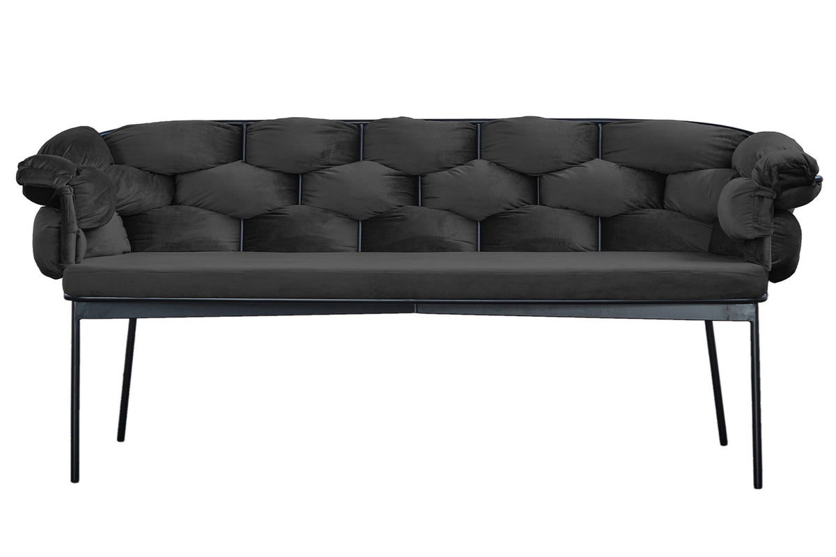 KAWOLA Bank MONTY Sitzbank 180cm Velvet schwarz