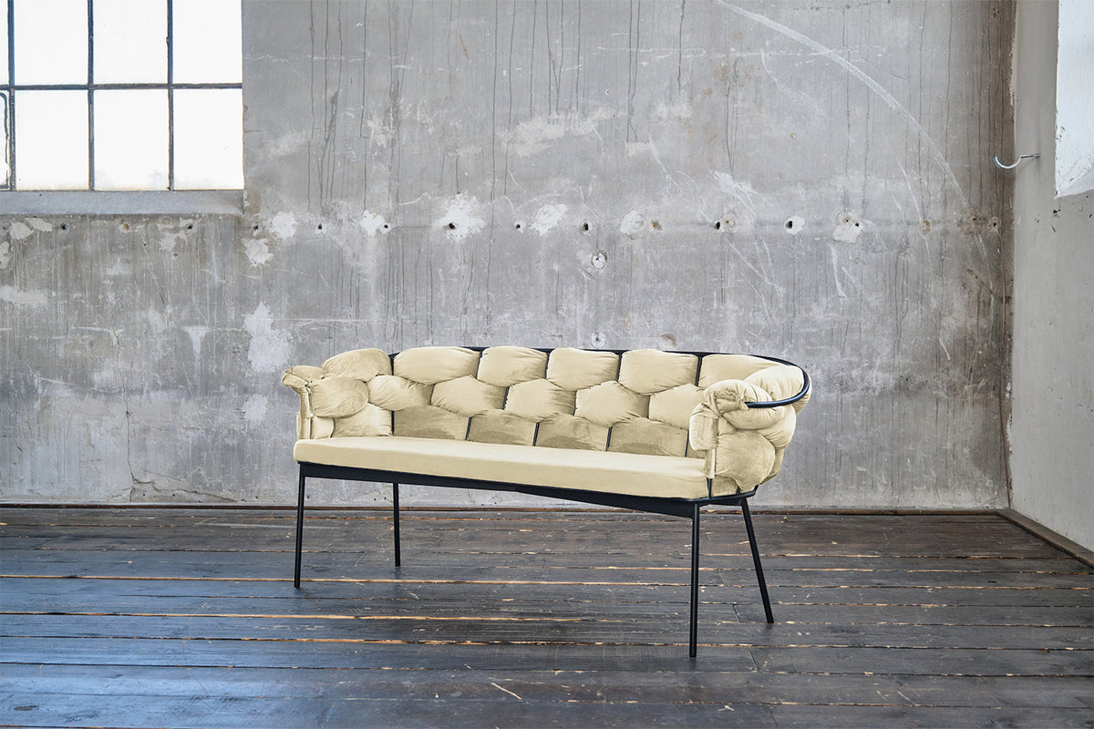 KAWOLA Bank MONTY Sitzbank 240cm Velvet cremeweiß