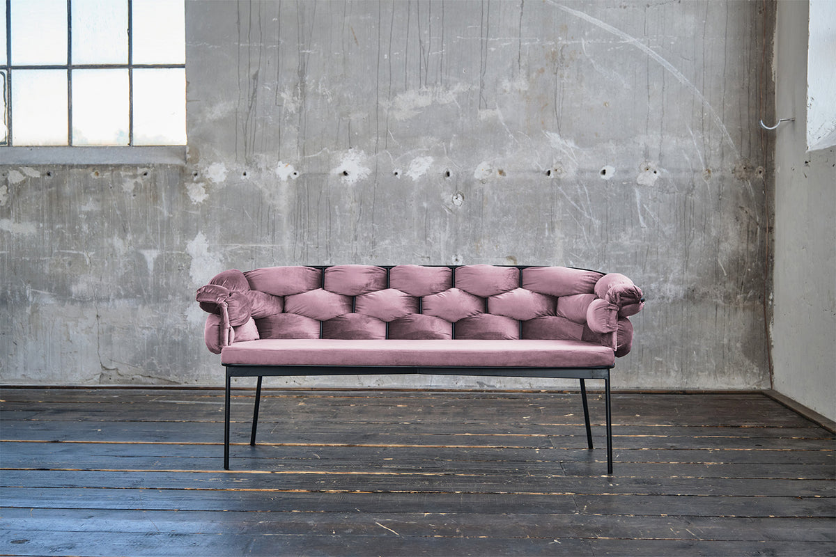 KAWOLA Bank MONTY Sitzbank 240cm Velvet rosa