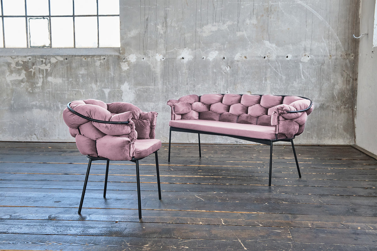 KAWOLA Bank MONTY Sitzbank 240cm Velvet rosa