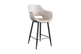 KAWOLA Barhocker ZAJA Barstuhl Sitzhöhe 76 cm Microfaser cremeweiß