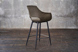 KAWOLA Barhocker ZAJA Barstuhl Sitzhöhe 76 cm Microfaser oliv