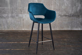 KAWOLA Barhocker ZAJA Barstuhl Sitzhöhe 76 cm Velvet petrol