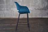 KAWOLA Barhocker ZAJA Barstuhl Sitzhöhe 76 cm Velvet petrol