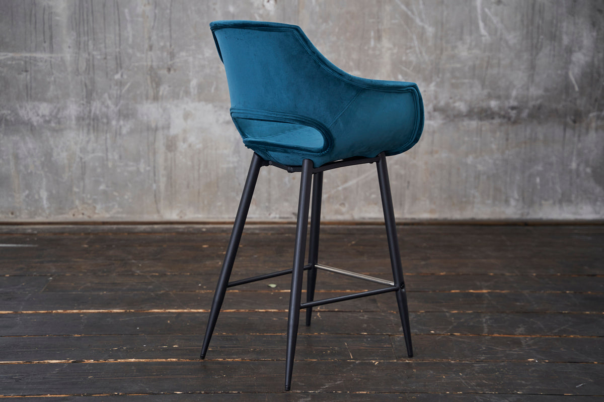 KAWOLA Barhocker ZAJA Barstuhl Sitzhöhe 76 cm Velvet petrol