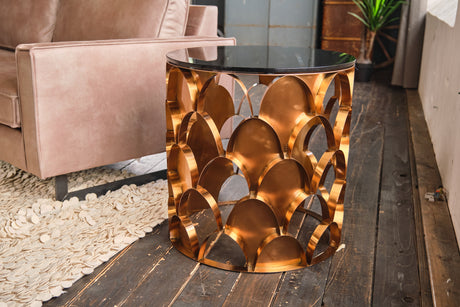 KAWOLA Beistelltisch MEDINA Couchtisch Tisch Glas Gestell rosé gold