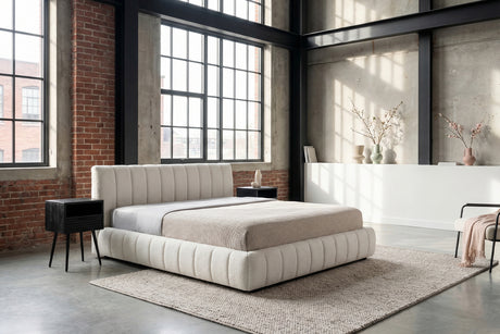 KAWOLA Bett ALIOTTA Polsterbett Stoff cremeweiß, 200 x 140 cm, Ohne Lattenrost