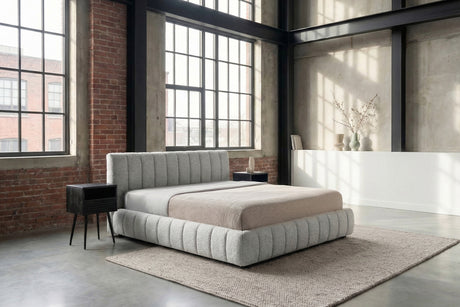 KAWOLA Bett ALIOTTA Polsterbett Stoff grau, 200 x 140 cm, Ohne Lattenrost