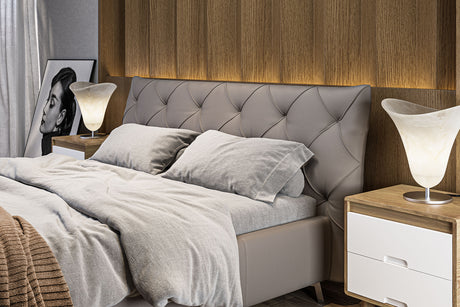 KAWOLA Bett ANNY Polsterbett Leder grau