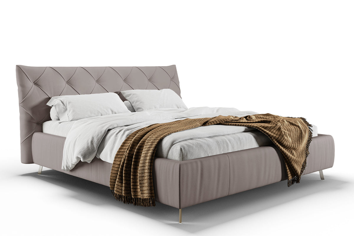 KAWOLA Bett ANNY Polsterbett Leder grau