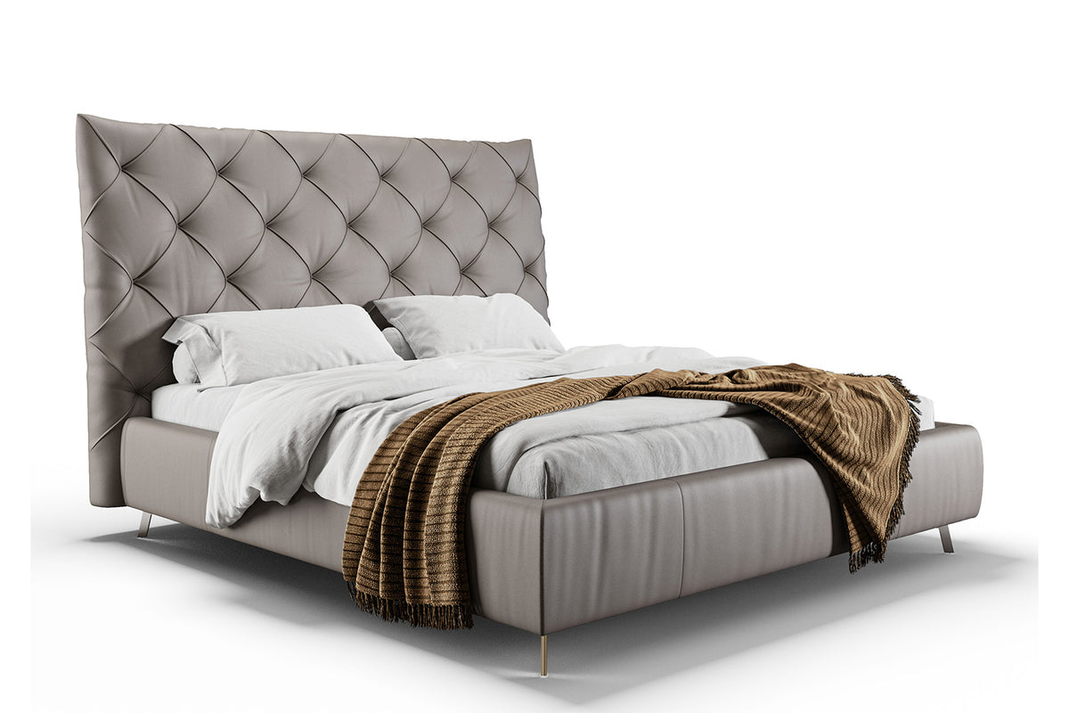 KAWOLA Bett ANNY Polsterbett Leder grau