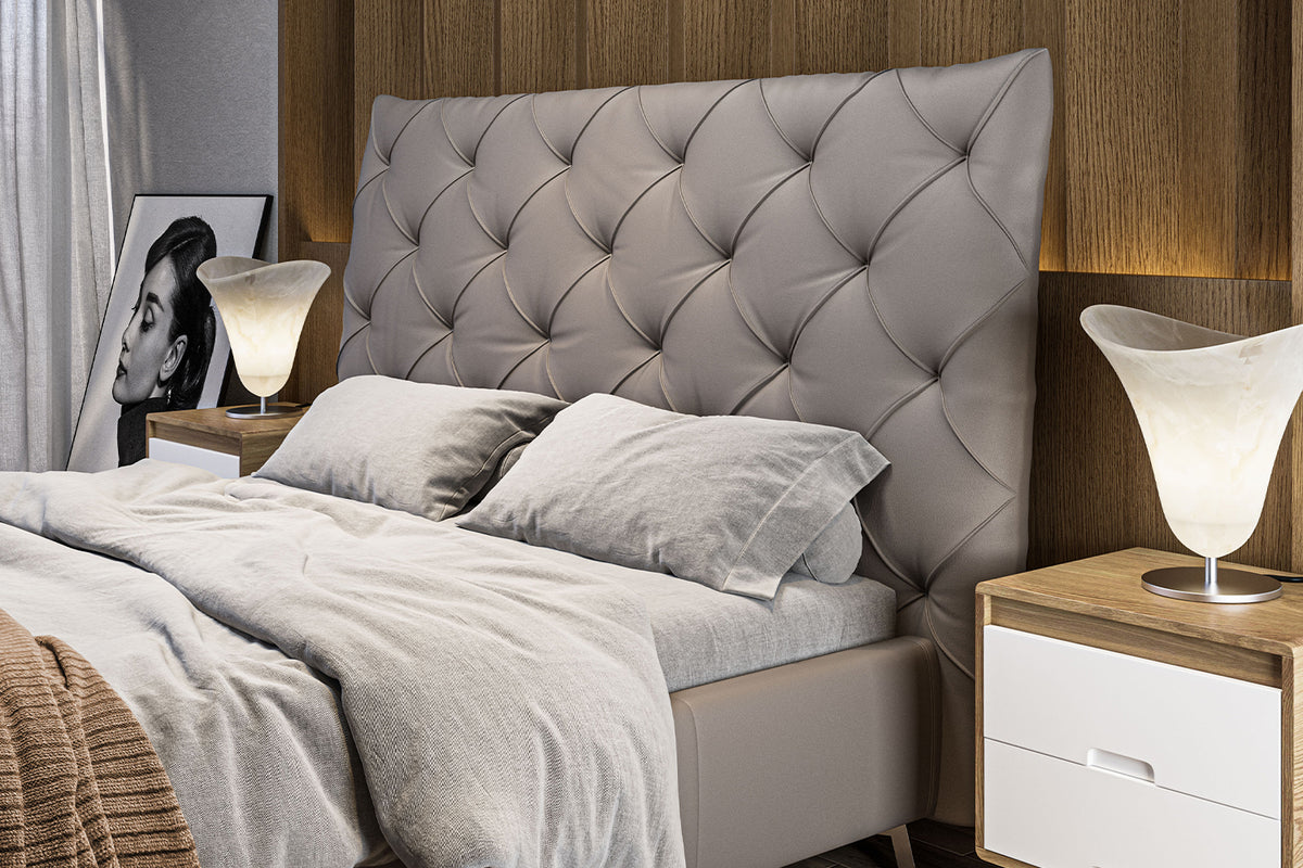 KAWOLA Bett ANNY Polsterbett Leder grau