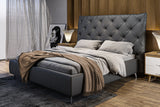 KAWOLA Bett ANNY Polsterbett Leder schwarz, 200 x 140 cm, 146