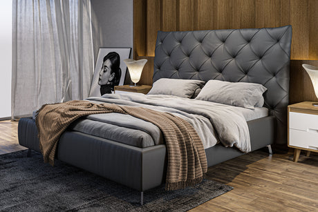 KAWOLA Bett ANNY Polsterbett Leder schwarz, 200 x 160 cm, 146