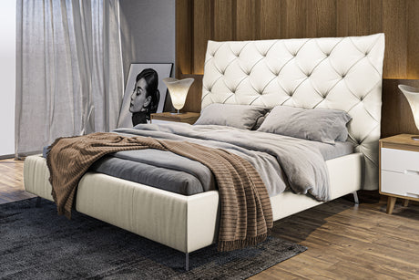 KAWOLA Bett ANNY Polsterbett Leder weiß, 200 x 160 cm, 146