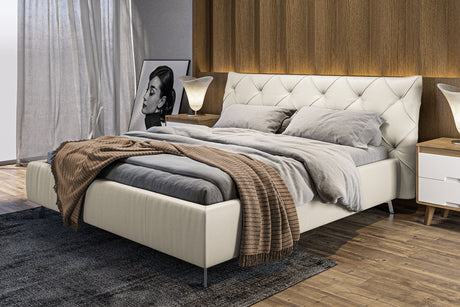 KAWOLA Bett ANNY Polsterbett Leder weiß, 200 x 200 cm, 111