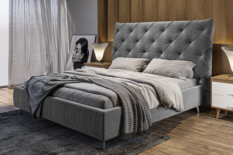 KAWOLA Bett ANNY Polsterbett Velvet grau, 200 x 140 cm, 146