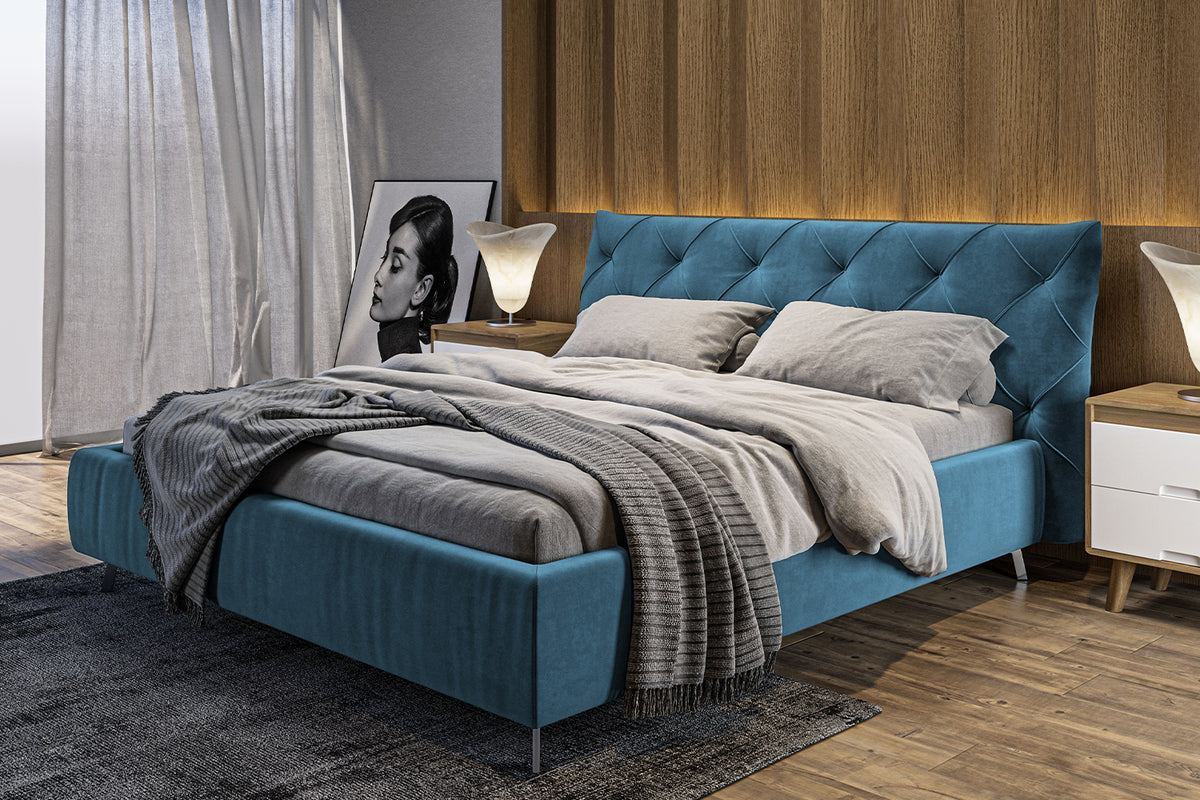 KAWOLA Bett ANNY Polsterbett Velvet petrol, 200 x 160 cm, 111
