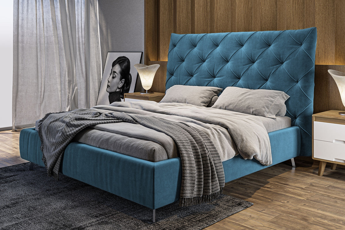 KAWOLA Bett ANNY Polsterbett Velvet petrol, 200 x 180 cm, 146