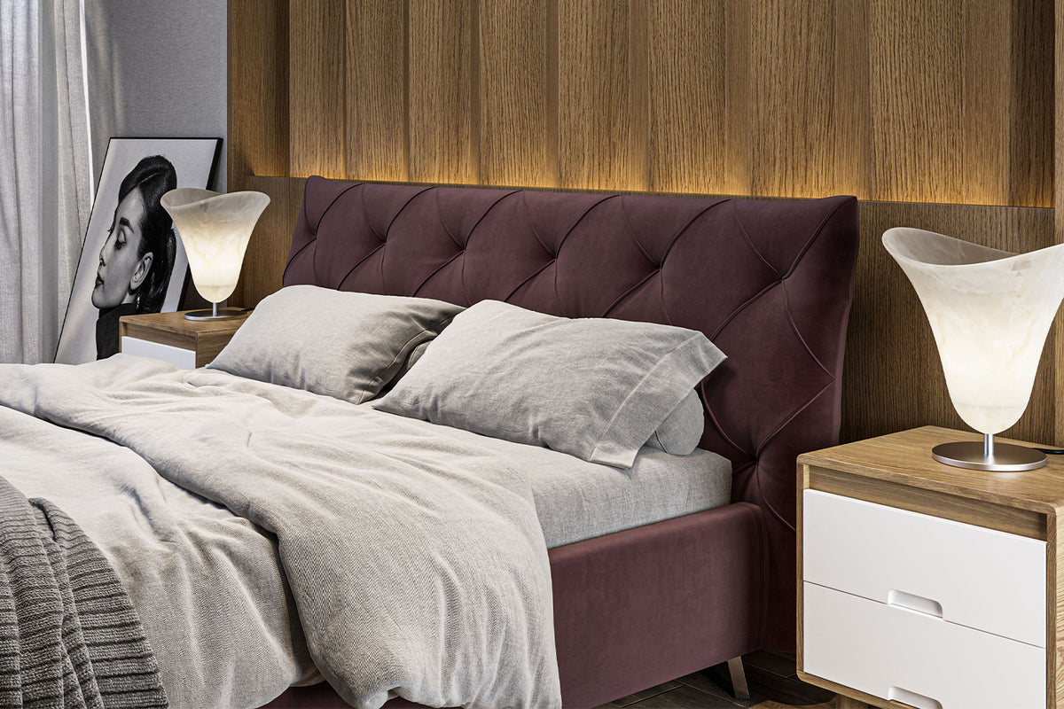 KAWOLA Bett ANNY Polsterbett Velvet purple