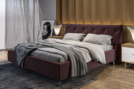 KAWOLA Bett ANNY Polsterbett Velvet purple, 200 x 140 cm, 111