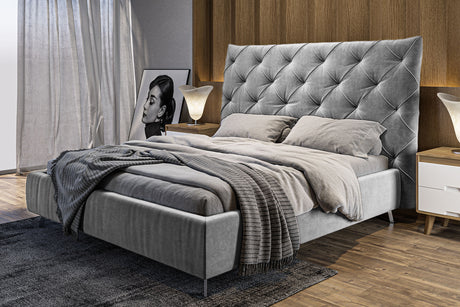 KAWOLA Bett ANNY Polsterbett Velvet silber, 200 x 160 cm, 146