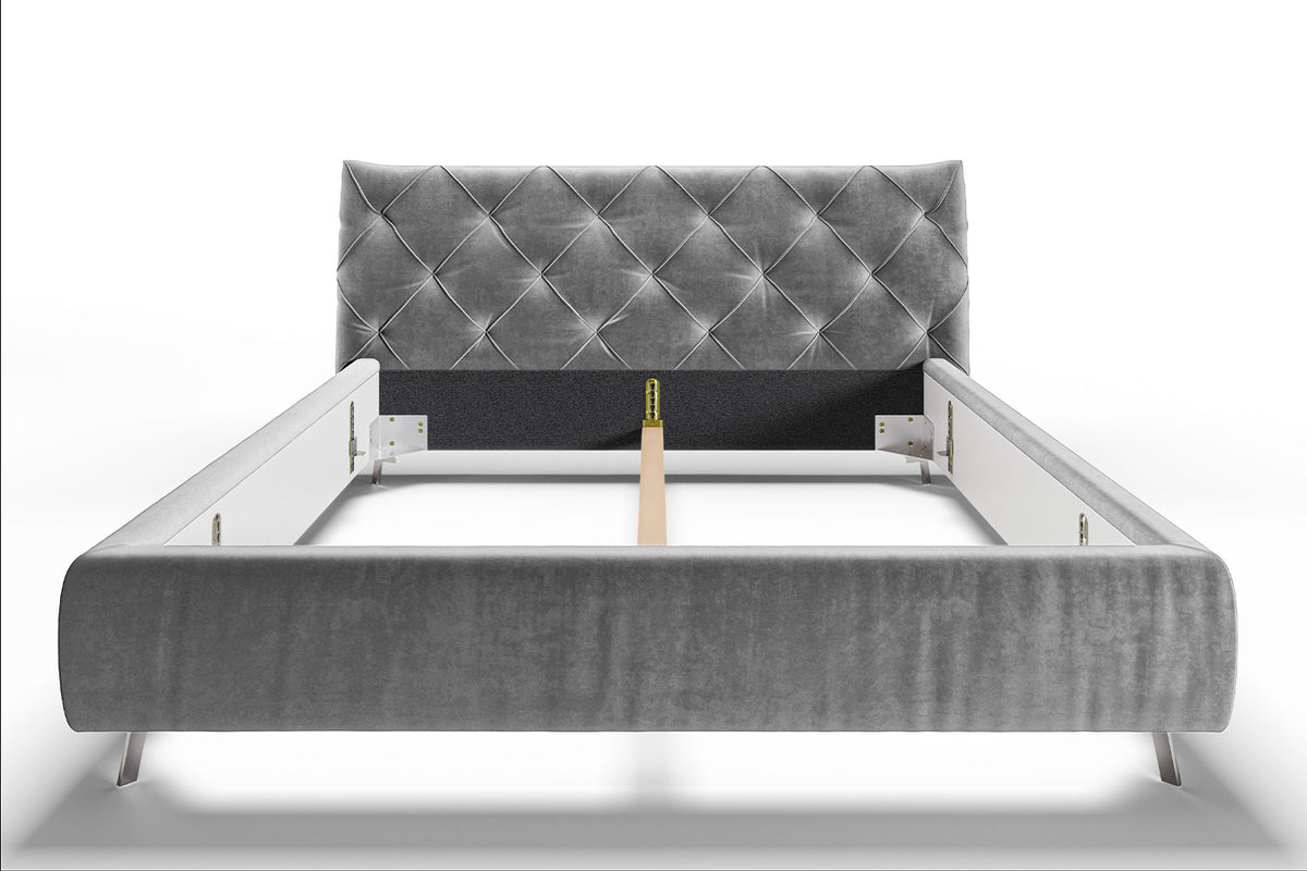KAWOLA Bett ANNY Polsterbett Velvet silber