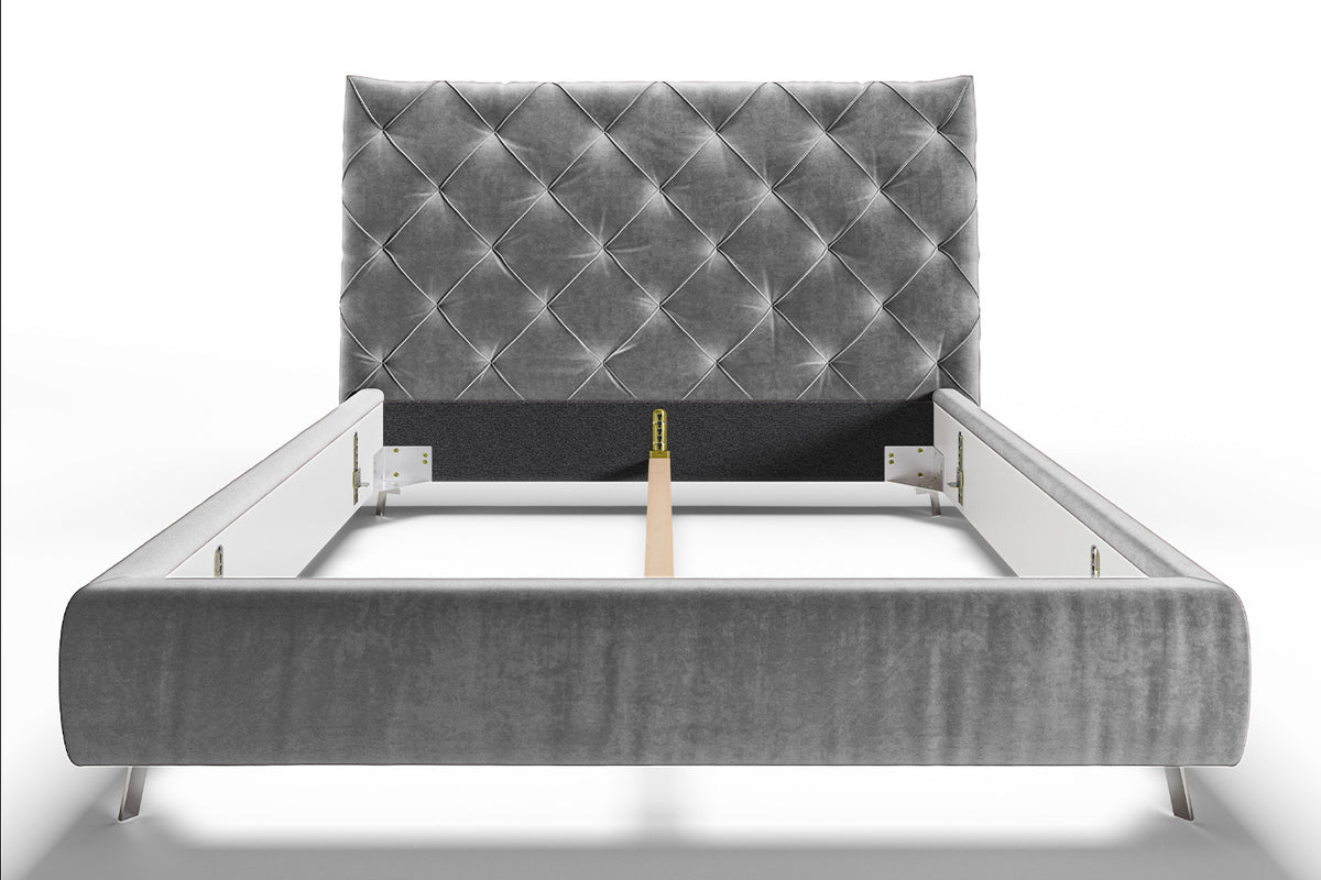KAWOLA Bett ANNY Polsterbett Velvet silber