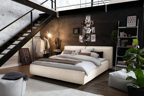 KAWOLA Bett CARLO Polsterbett Stoff cremeweiß, 200 x 200 cm