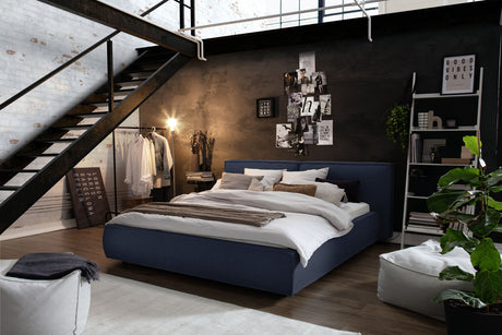 KAWOLA Bett CARLO Polsterbett Stoff dunkelblau, 200 x 160 cm