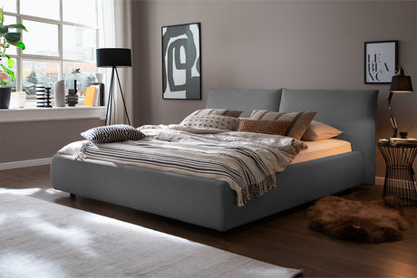 KAWOLA Bett HENRY Polsterbett Cord grau, 200 x 180 cm