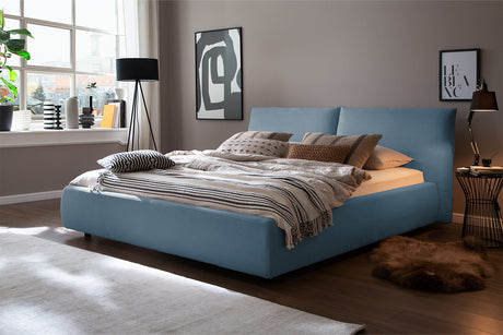 KAWOLA Bett HENRY Polsterbett Cord hellblau, 200 x 140 cm