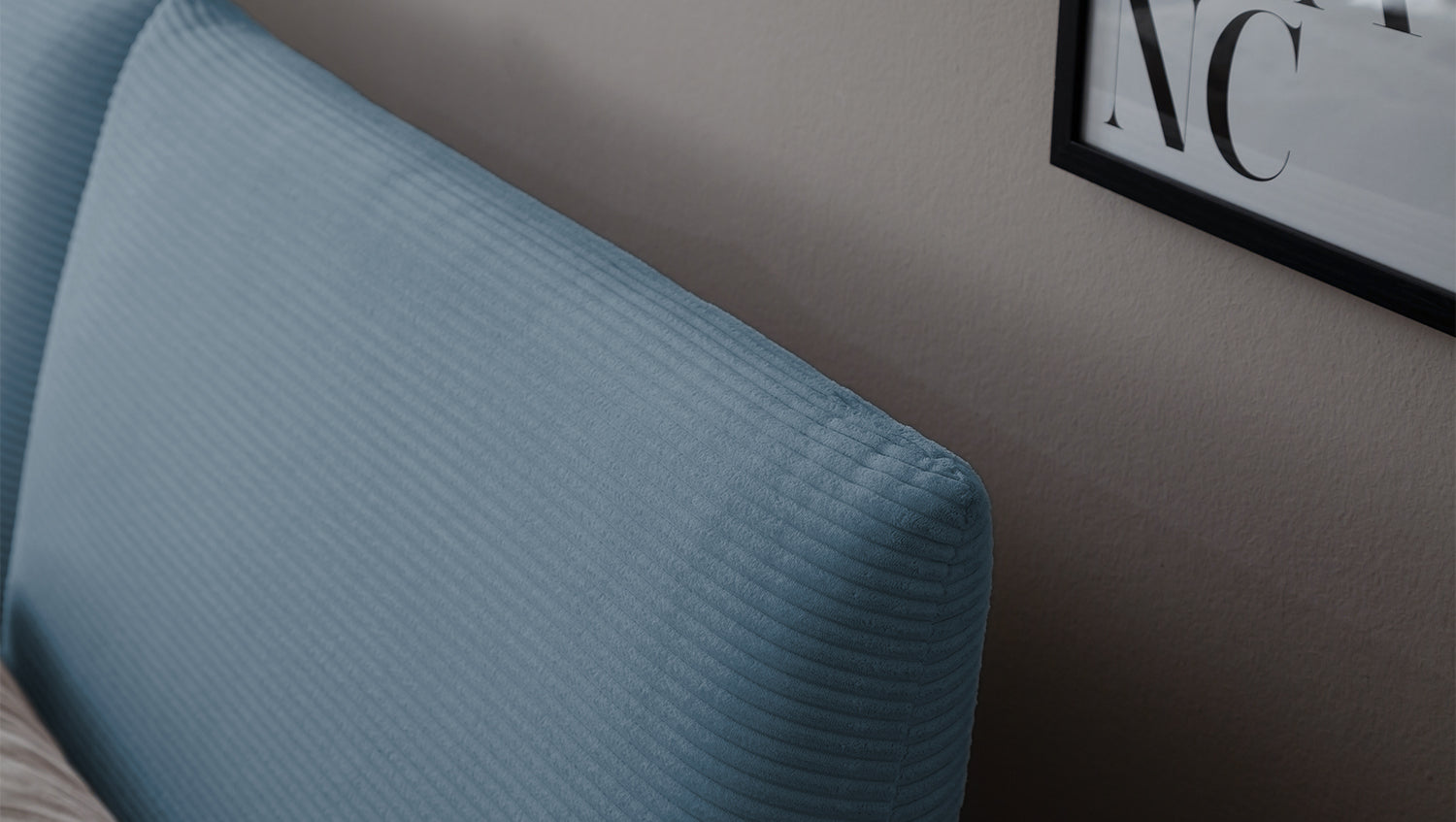KAWOLA Bett HENRY Polsterbett Cord hellblau