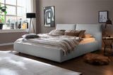 KAWOLA Bett HENRY Polsterbett Cord hellgrau, 200 x 180 cm