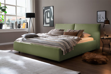 KAWOLA Bett HENRY Polsterbett Cord olivgrün, 200 x 180 cm