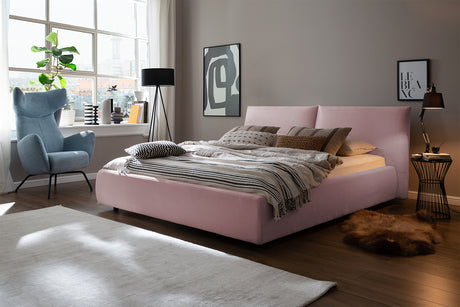 KAWOLA Bett HENRY Polsterbett Cord rosa