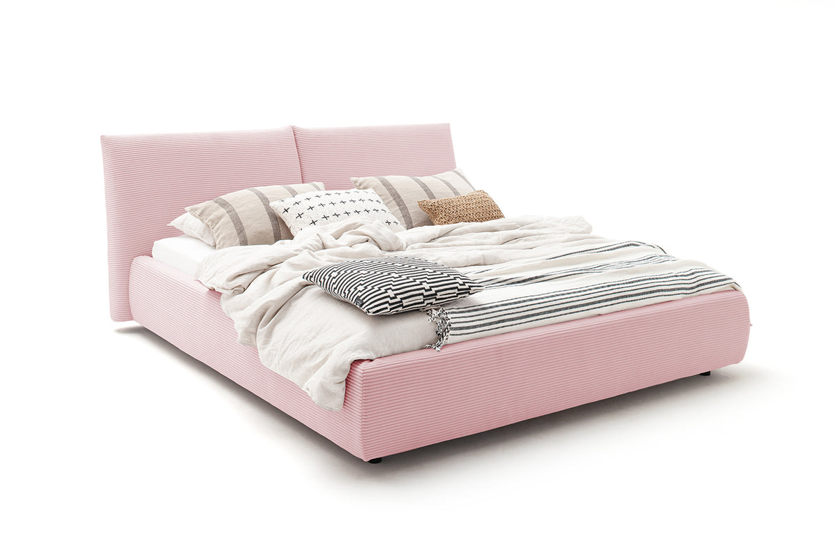 KAWOLA Bett HENRY Polsterbett Cord rosa