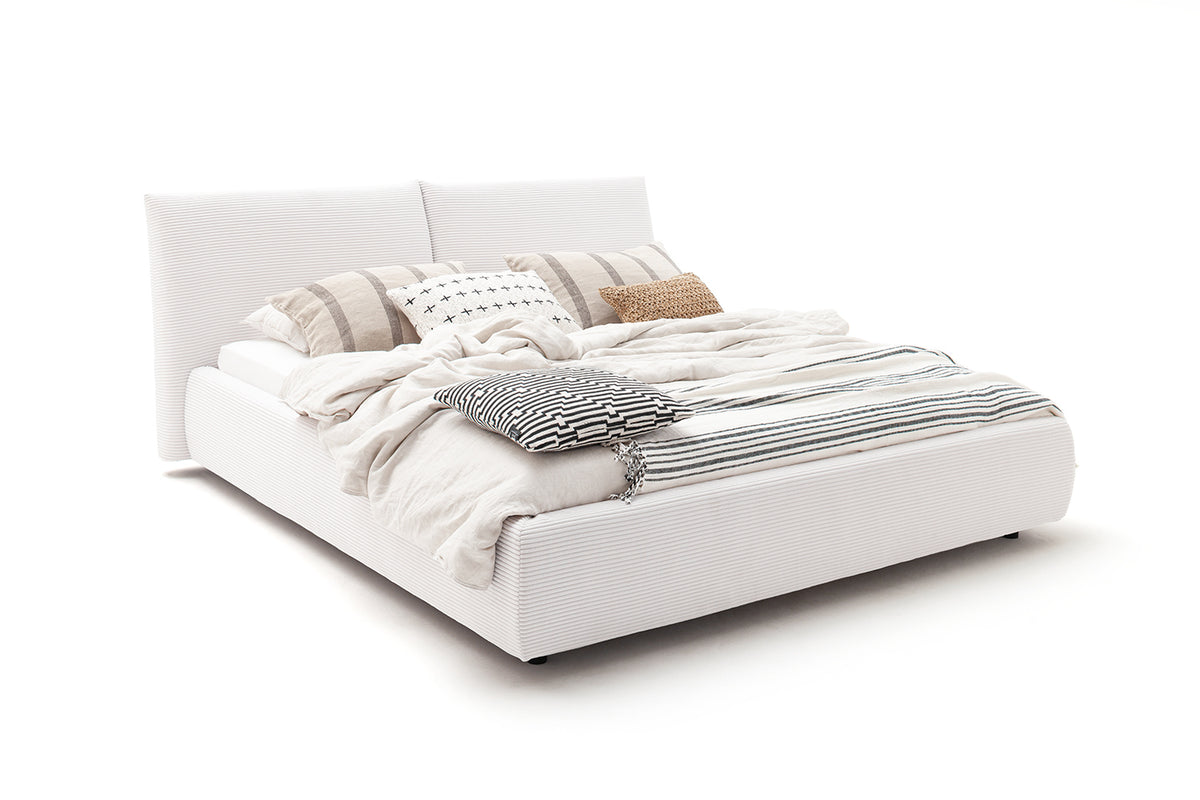 KAWOLA Bett HENRY Polsterbett Cord weiß